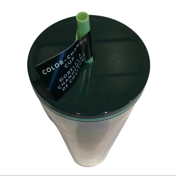 Starbucks 2021 Green Poinsettia Color Change 24 Oz Tumbler Tall Cold Lid Straw - Picture 6 of 6